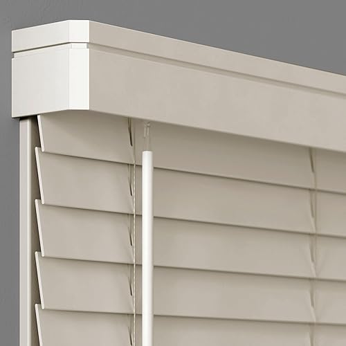 Persiana de madera sintética sin cables de 2 pulgadas con cenefa contemporánea - 18" de ancho x 36" de largo - Gris, más de 900 tamaños