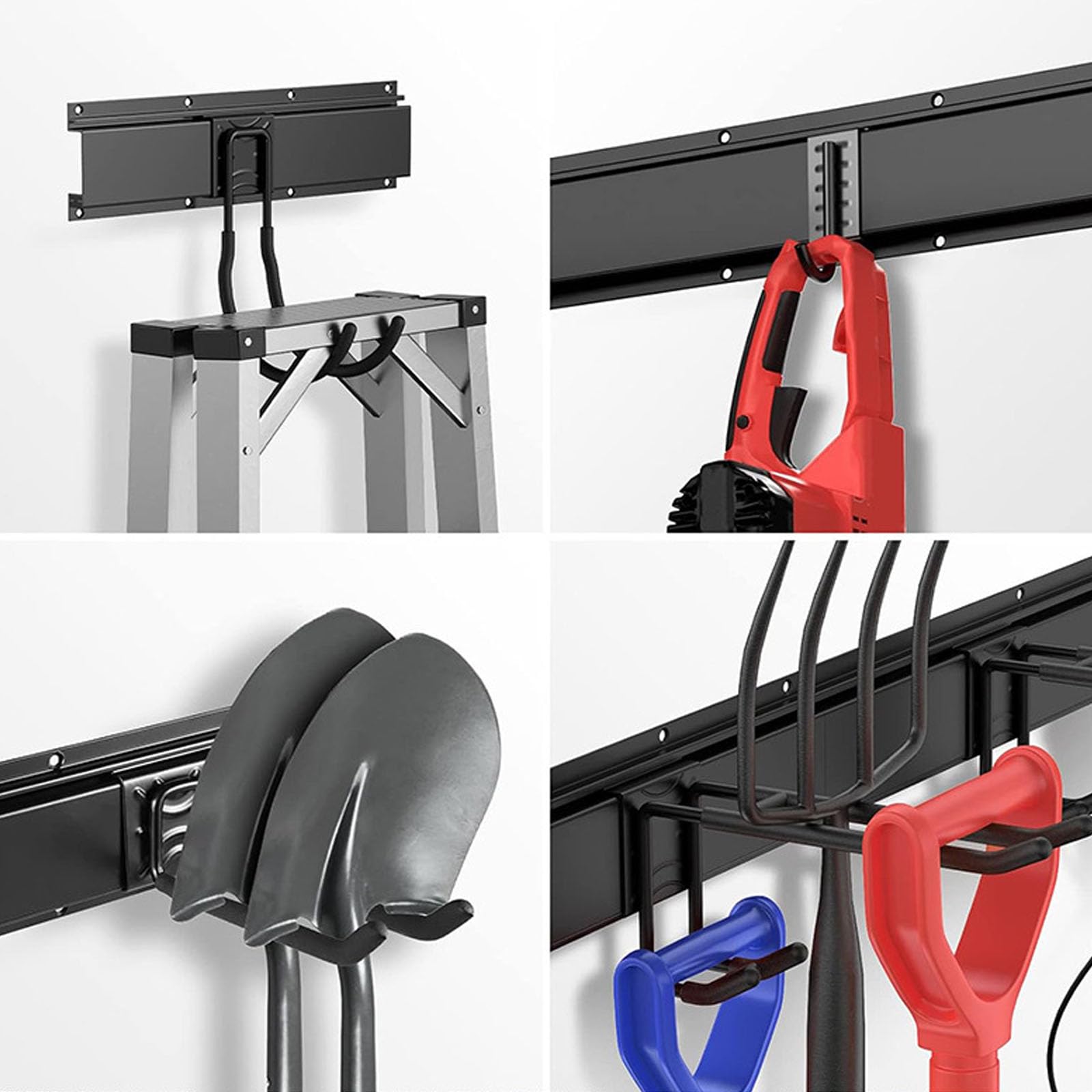 Ganchos plegables de hierro para organización de pared, colgador de herramientas resistente con diseño personalizable, ahorro de espacio, ganchos de pared de metal para organización de equipos