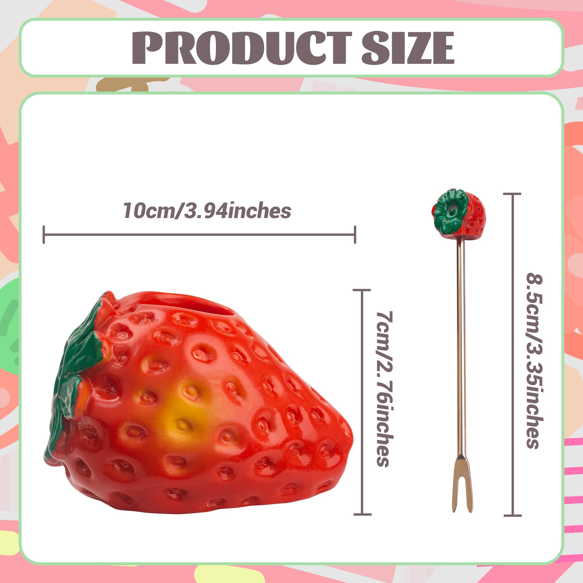 Set of 10 Strawberry Stainless Steel Fruit forks and 1 Strawberry Holder, Fruit Forks Dessert Forks Salad Forks Food Picks — Amazon image 7