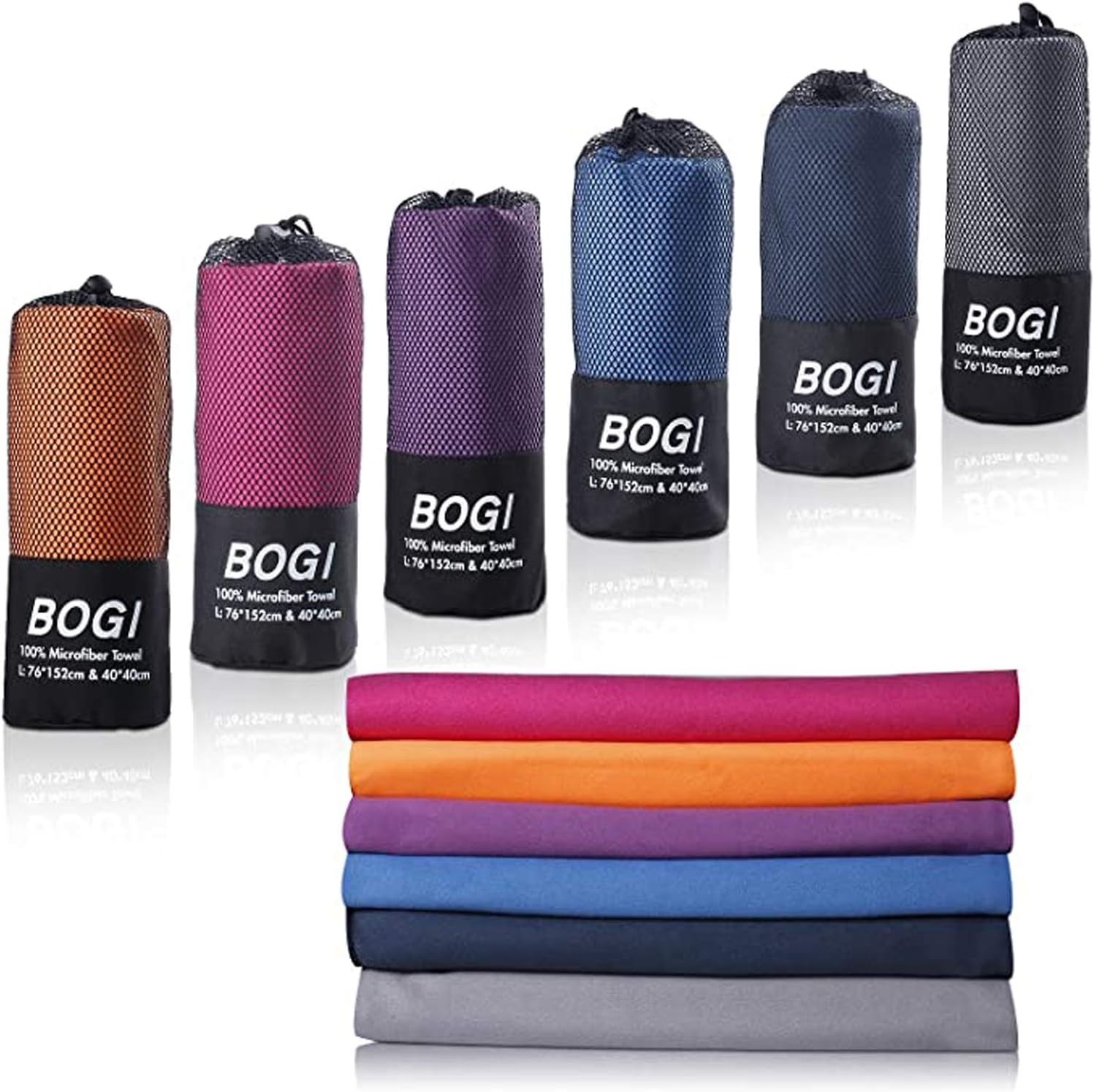 BOGI Microfiber Travel Sports Towel-Quick Dry Towel, Soft Lightweight Microfiber Camping Towel Absorbent Compact Travel Towel for Camping Gym Yoga Swimming Backpacking (XL:72''x32''+16''x16''-Purple)