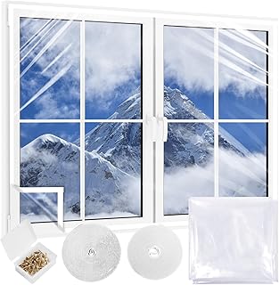 47×63inches Window Insulation for Winter, Plastic Window Cover for Winter,Thermal Window Insulation Kit for Winterizing,Thick Transparent Window Seal Film for Winter Window Covering