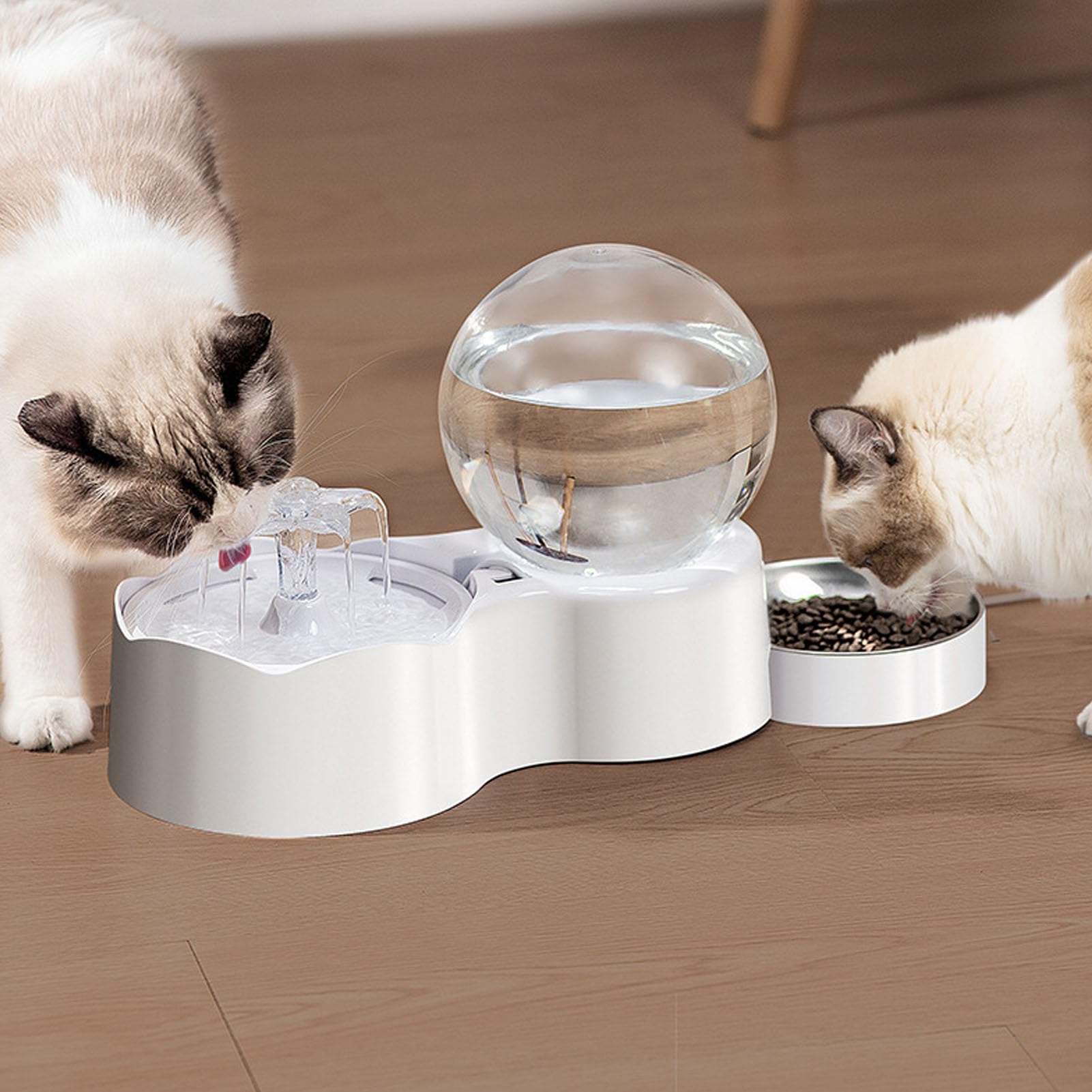 Topiky Zestaw Fontanny Smart Cat i Podajnika żywności Wydajny System Nawadniania Płynny Design dla Zwierząt Niebieski 12,8 X 7,09 X 6,85 Cala