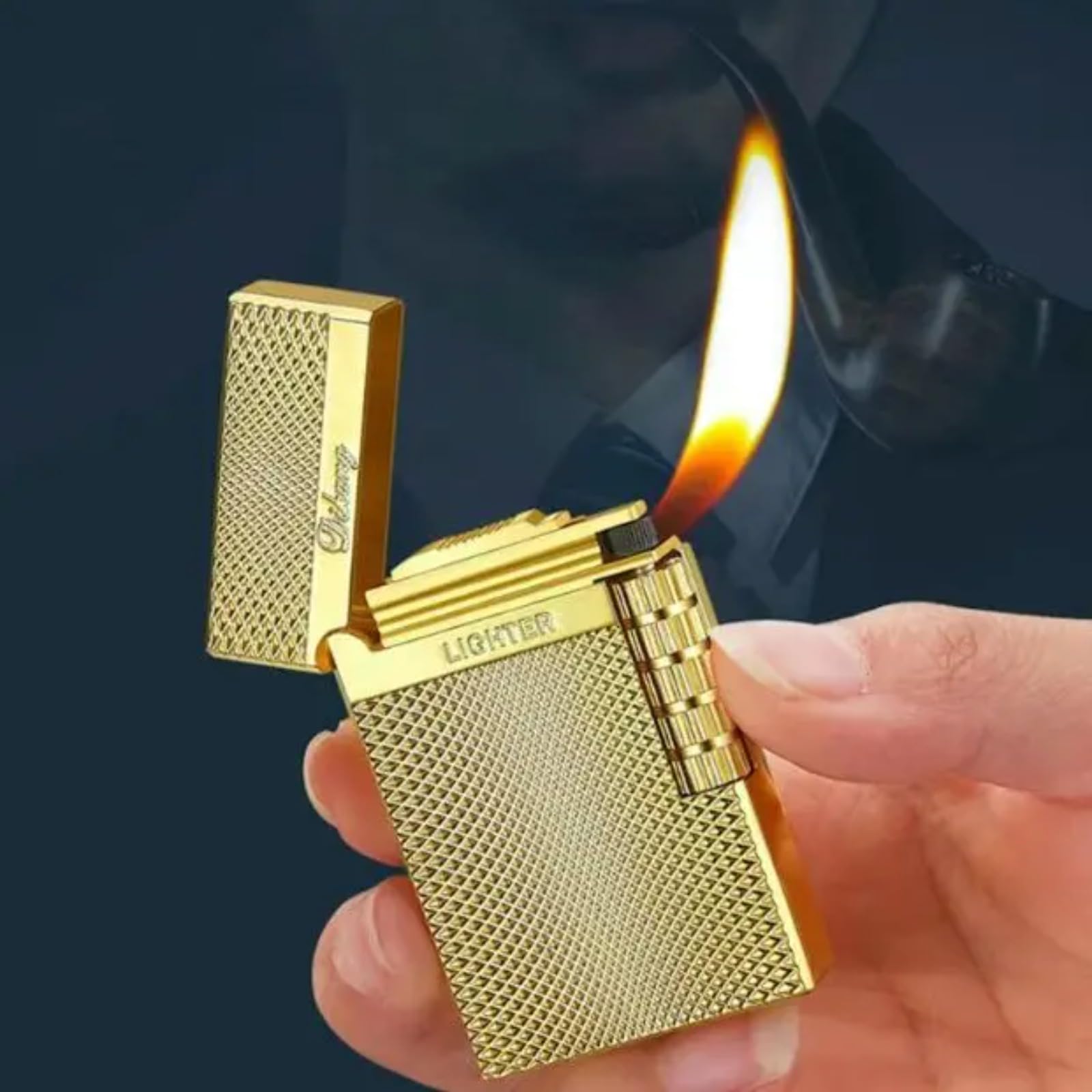 Amazon.co.jp: 通常の金属ストライプライター,シガレットライター 