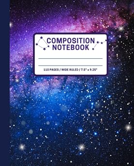 Galaxy Composition Notebook Astronomy Enthusiasts Cosmic Journal, Perfect for Kids, Teens, Adults, and School/College Use. Wide Ruled Lined Paper with Universe Stars Design. 7.5 x 9.25, 110 Pages