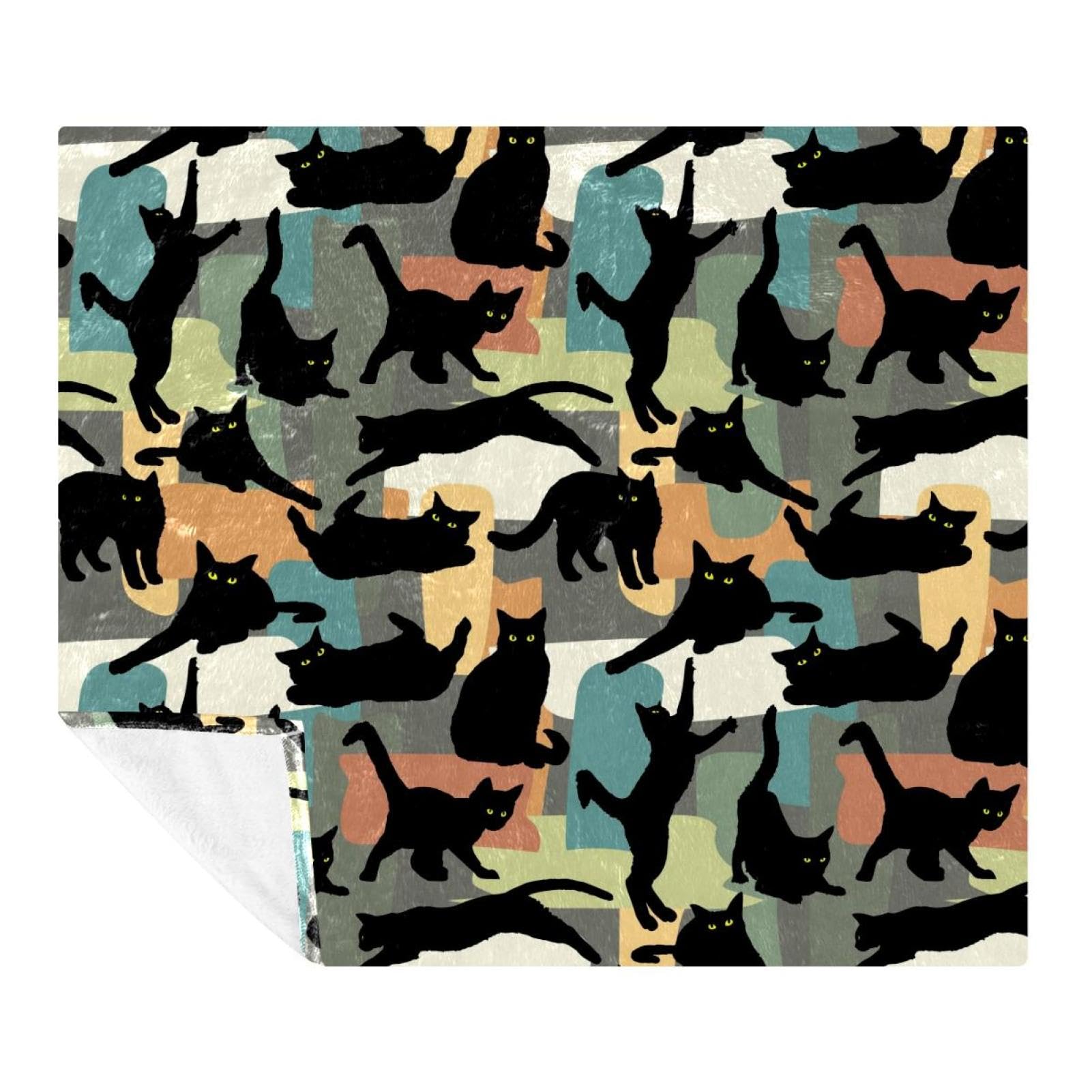 Couverture plaid chat noir douce pour moments cocooning sur le canapé ou en voyage