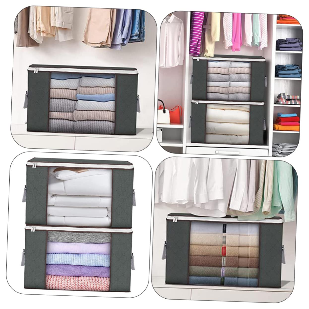2 pezzi Contenitori per Biancheria Organizer Armadio Capacità Sacchetti per Piumoni e Vestiti Design con Cerniera Pratici per Traslochi e Risparmiato