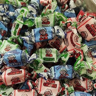 YANKEETRADERS Sour Fruit Chews Assorted Flavors - Green Apple, Blue Raspberry, Strawberry - 2lb Bulk Individually Wrapped Candy