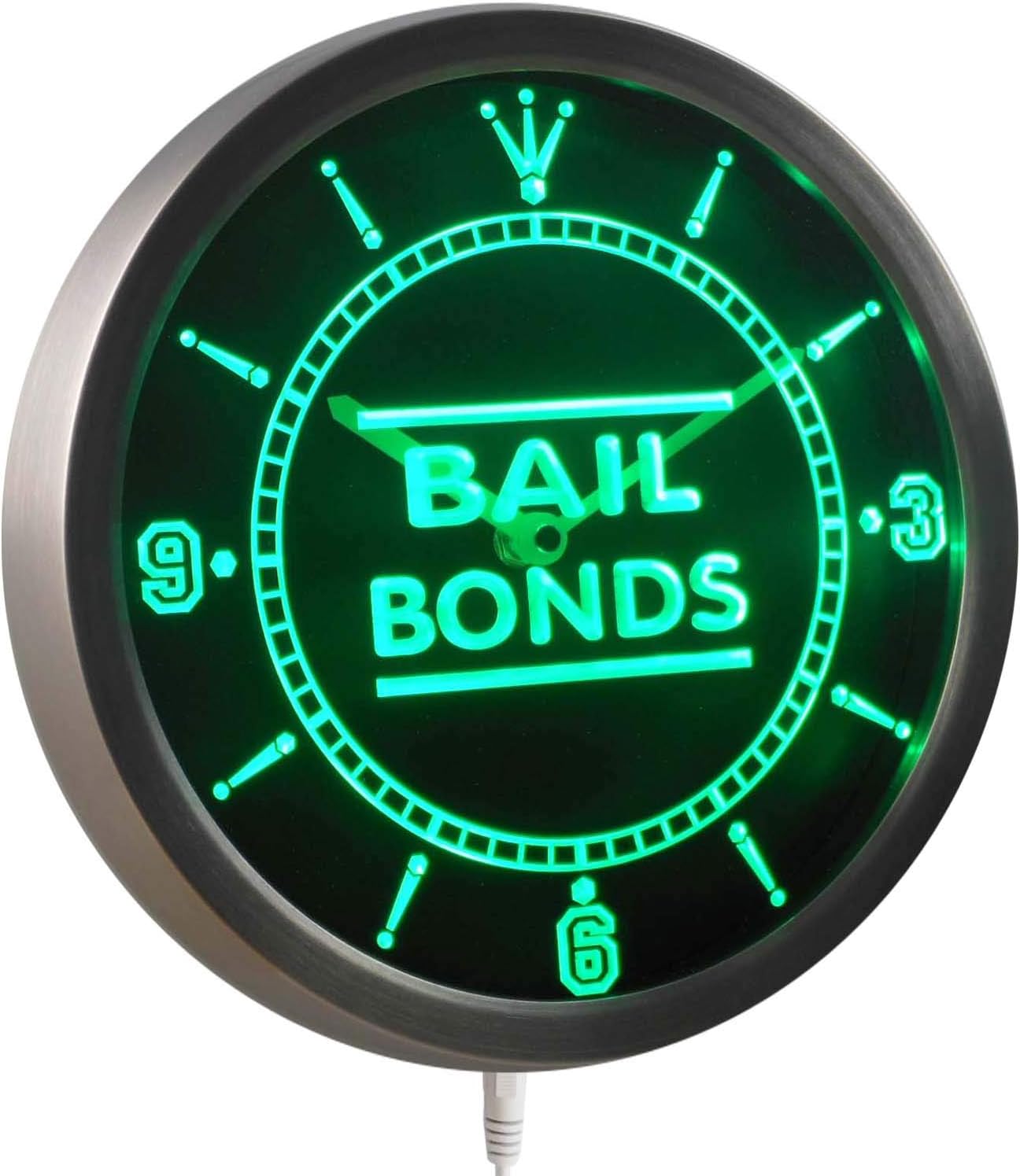ADVPRO nc0354-b Bail Bonds Shop Gift Neon Sign LED Wall Clock