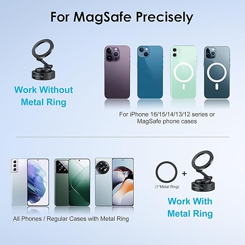 Miniatura 6 de EEEKit Soporte magnético para teléfono al vacío, soporte de teléfono con ventosa ajustable de 360 para automóvil, compatible con iPhone Magsafe y