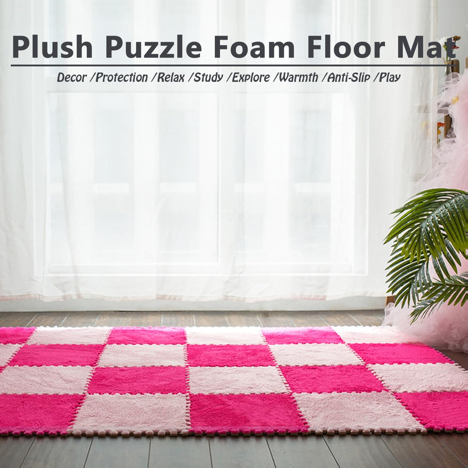 Ineinander Greifende Spielmatte, Extra Große Plüsch-Puzzle-Schaumstoff-Bodenmatte, Teppichfliesen für Den Boden, Puzzle-Teppiche, für Das Wohnzimmer, 200 Teile