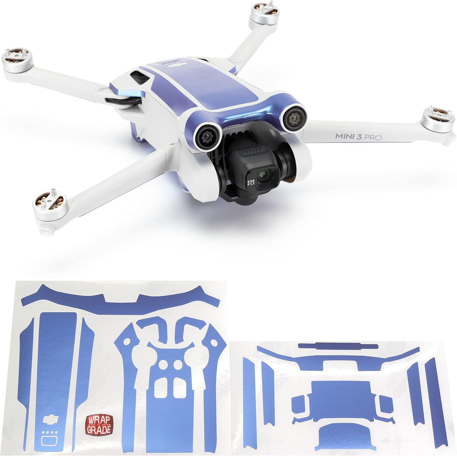 WRAPGRADE Skin Stickers compatible with DJI Mini 3 Pro, Celeste Blue