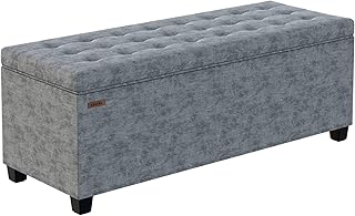 ABHENG Chenille Storage Ottoman Bench with Legs, 43.5”W x 15.7”D x 15.7”...