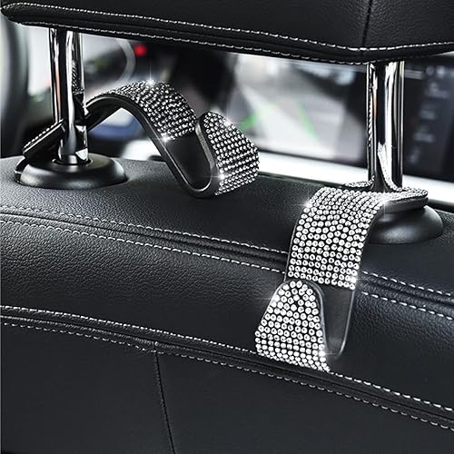 Miniatura 4 de Ganchos para automóvil, con diamantes brillantes, organizador universal para bolsos, bolsos, abrigos, ganchos para asiento de automóvil para