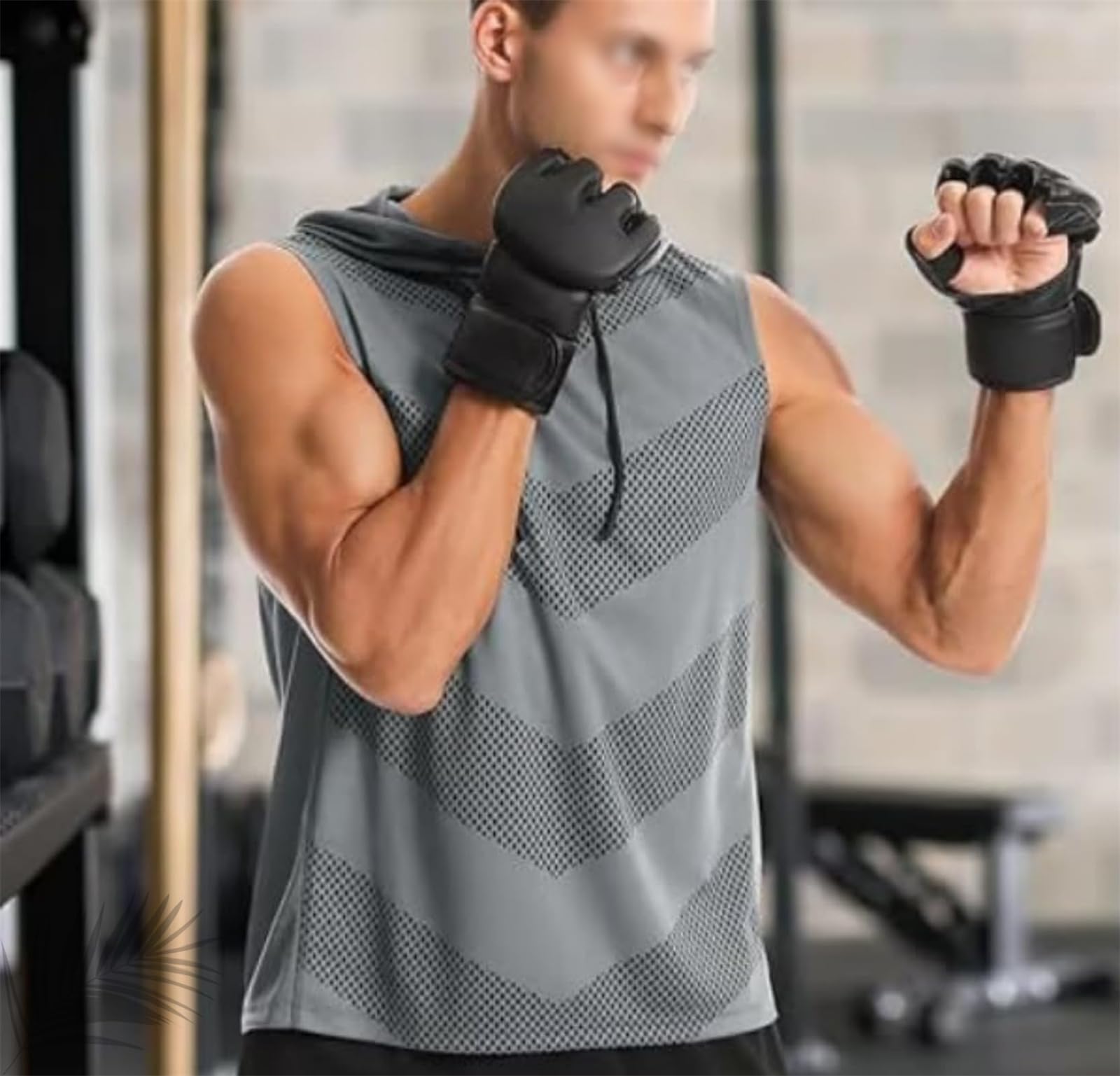 Convenientto - Confezione da 3 canottiere senza maniche con cappuccio, da uomo, ad asciugatura rapida, per bodybuilding e palestra