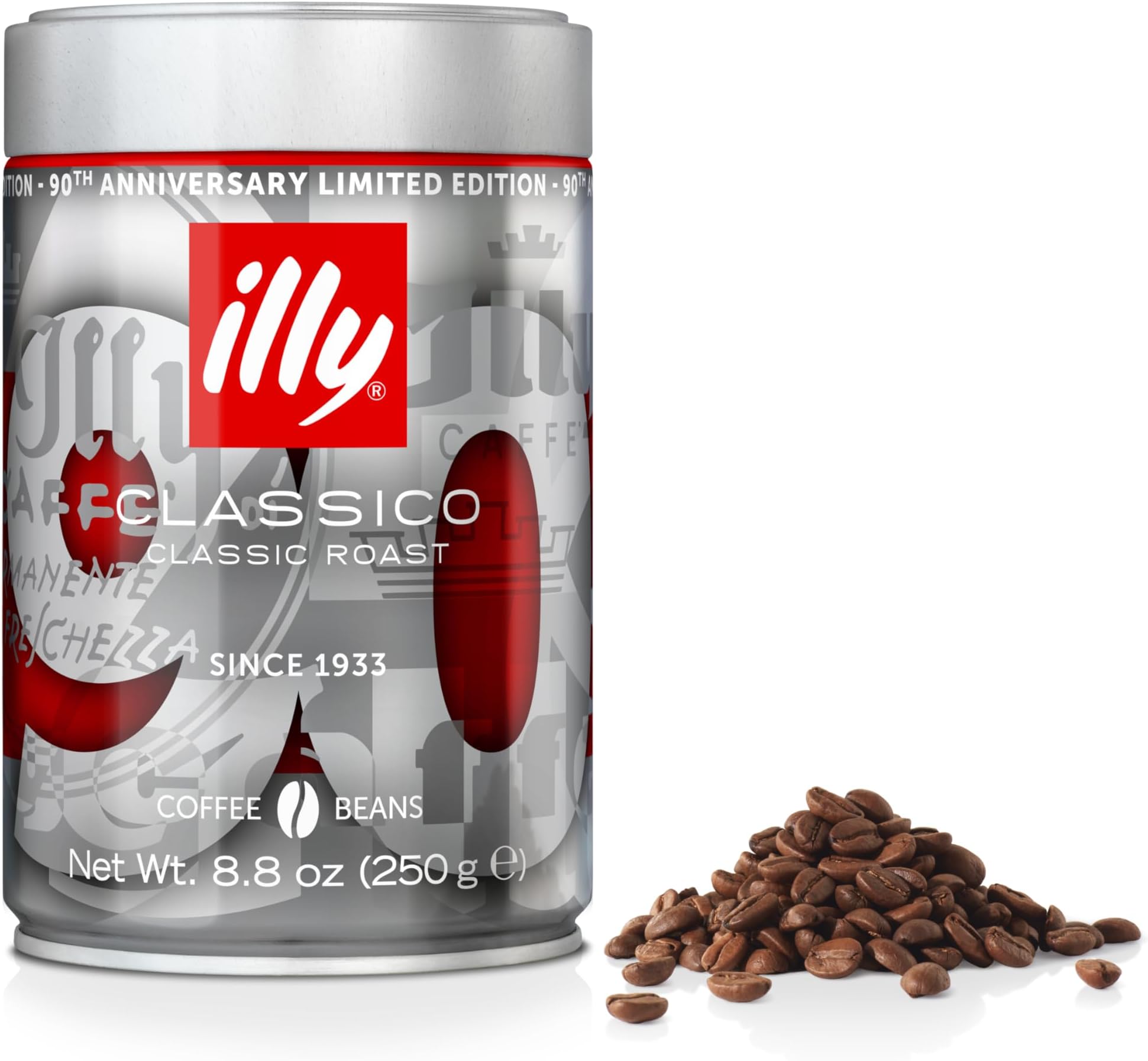 Illy Classico Whole Bean Coffee Medium Roast 90th Anniversay Edition, 8.8 Ounce Can (Pack of 1)