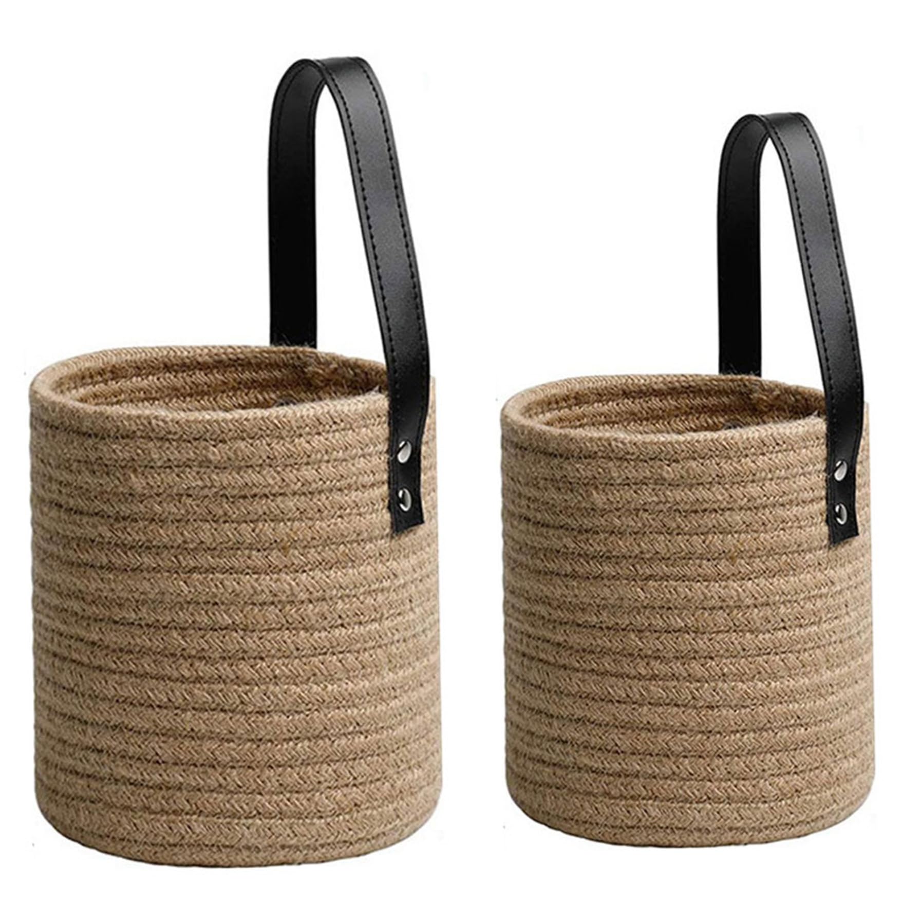 Panier suspendu pour pot de fleur et jouets - Rangement mural blanc en coton tressé