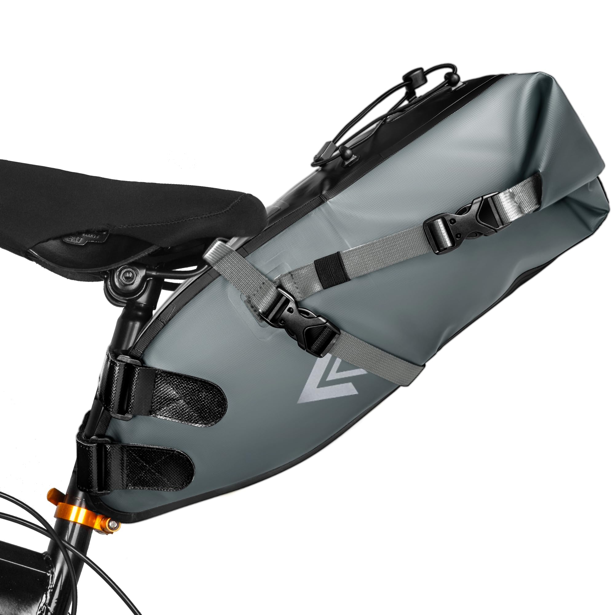 AFISHTOUR 自転車サドルバッグ 13L 防水 サイクリング サドルバッグ シート下 収納パック マウンテンバイク旅行用 (グレー)