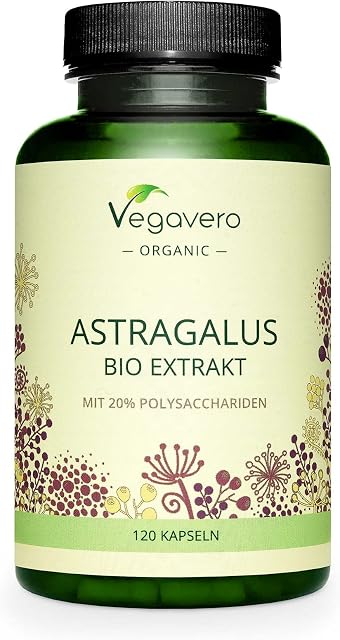 Organic Astragalus Vegavero® 11250mg | Root Extract (15:1) 750mg | No Additives | 120 Capsules | Huang Qi Traditional Chinese Medicine Plant | Vegan