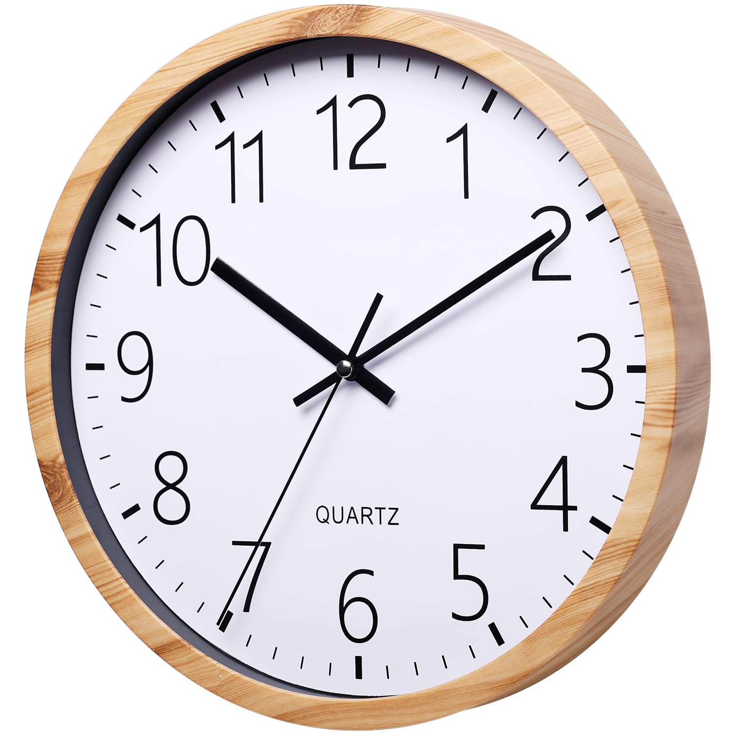 NUOVO Reloj de pared redondo de madera de imitación de 30 cm, salón, dormitorio, cocina, silencioso, sin tic-tac, reloj de pared retro minimalista moderno (30 cm 12 pulgadas)
