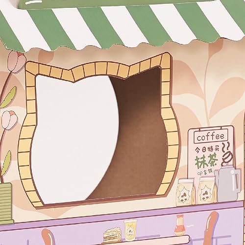 Miniatura 2 de Casa de cartón para gatos, caja rascador para gatos, casa de juegos reversible para gatos, juguete corrugado reciclable para rascar, almohadillas