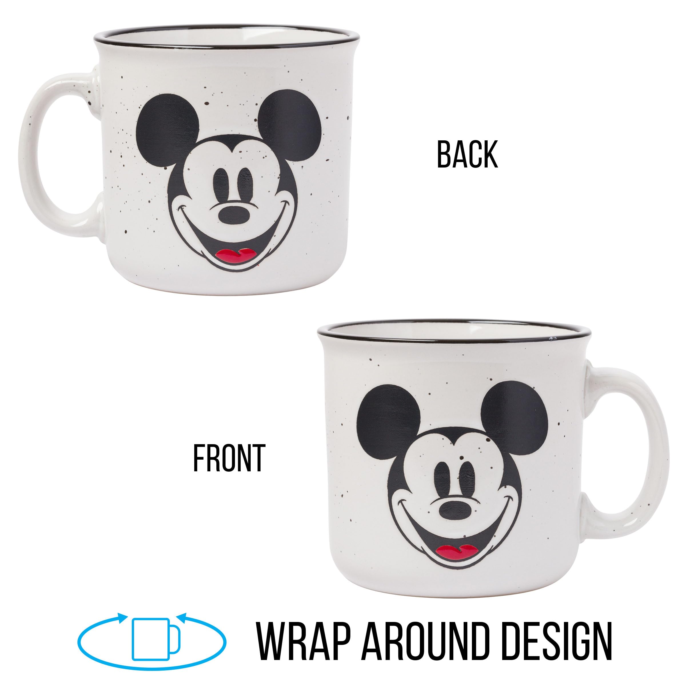 Silver Buffalo Disney Mickey Mouse Smile Wax Resist Ceramic Camper Mug, 20 Ounces