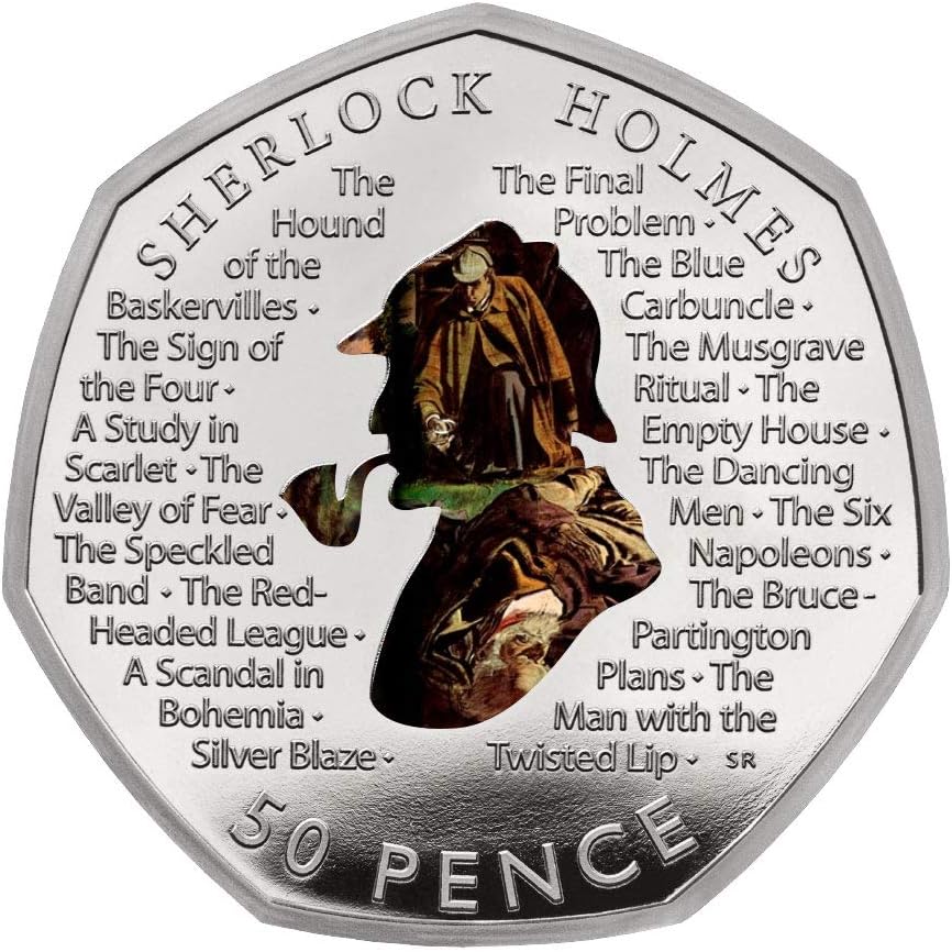 Sherlock Holmes 50p Coloured Decal Uncirculated