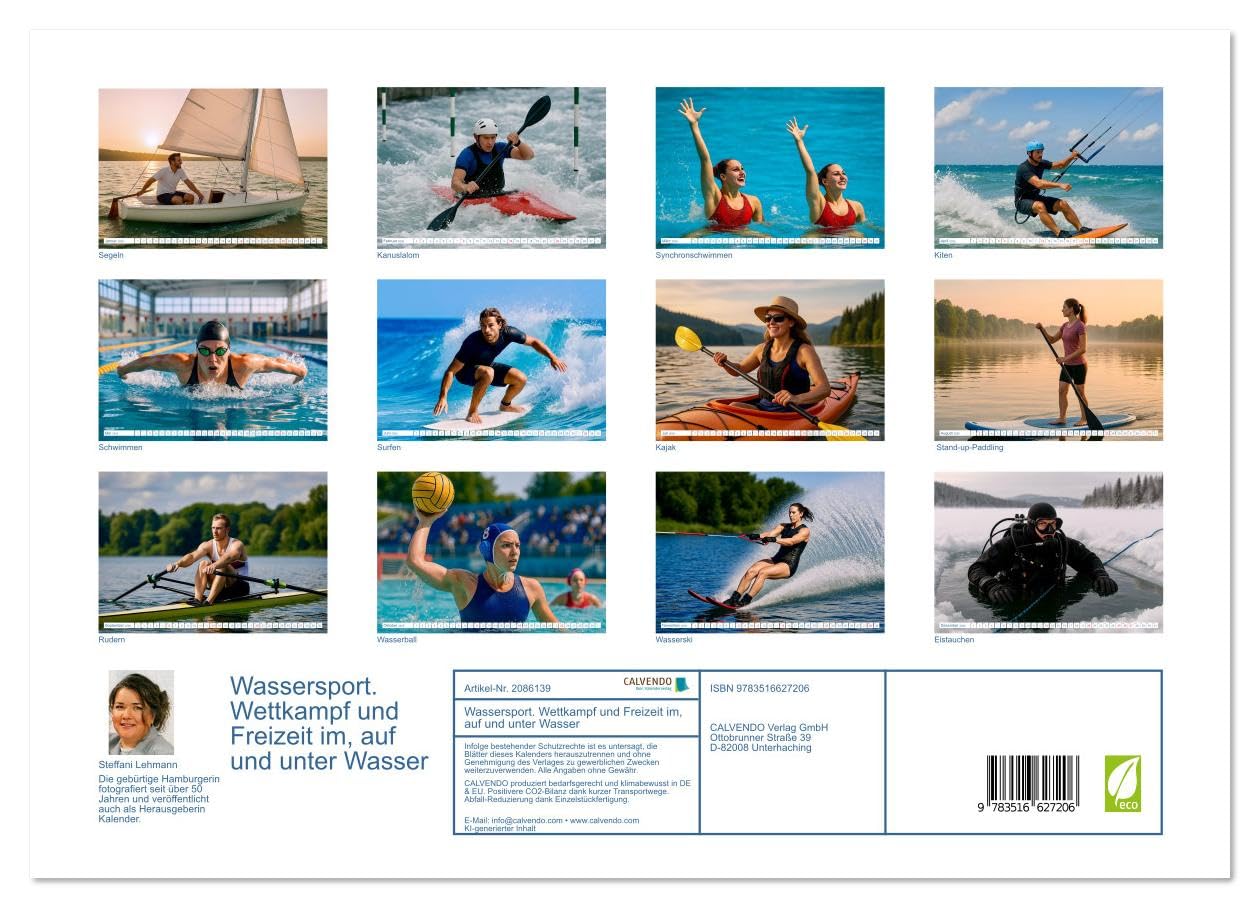 Wassersport. Wettkampf und Freizeit im, auf und unter Wasser (hochwertiger Premium Wandkalender 2026 DIN A2 quer), Kunstdruck in Hochglanz: Rein ins ... Sport mit dem Element Wasser (CALVENDO Sport)