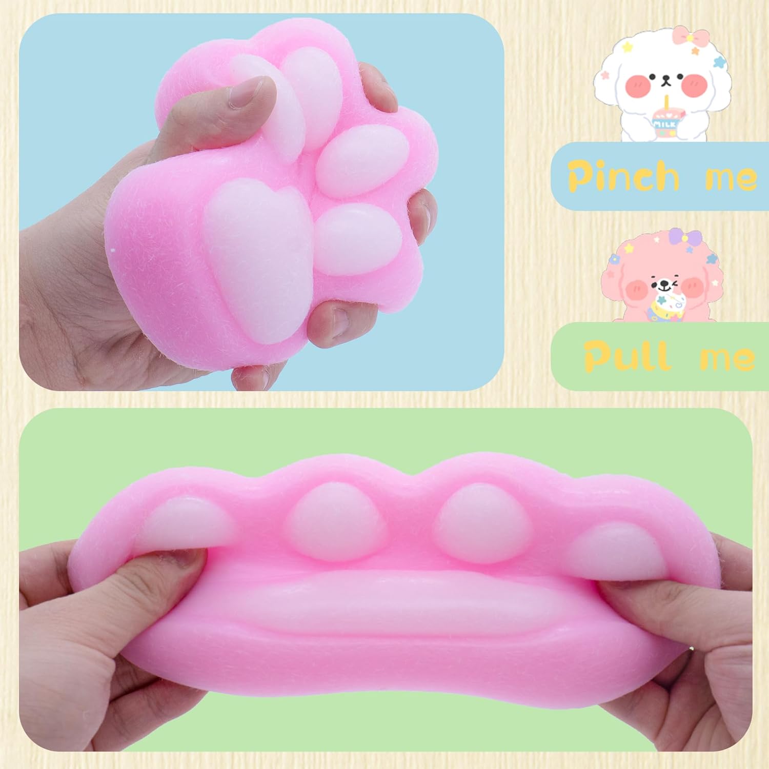 Taba Squishy Cat Paw Squishy Toys, Big Cute Kawaii fufu Squishies,Sticky Squishy Cat Paw Fur Ball,Super Soft Squishy Stress Relief Funny Fidget Toys Novelty Things Suitable for Adults Kids