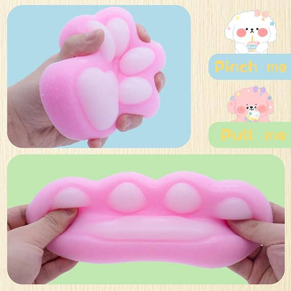 Taba Squishy Cat Paw Squishy Toys, Big Cute Kawaii fufu Squishies,Sticky Squishy Cat Paw Fur Ball,Super Soft Squishy Stress Relief Funny Fidget Toys Novelty Things Suitable for Adults Kids