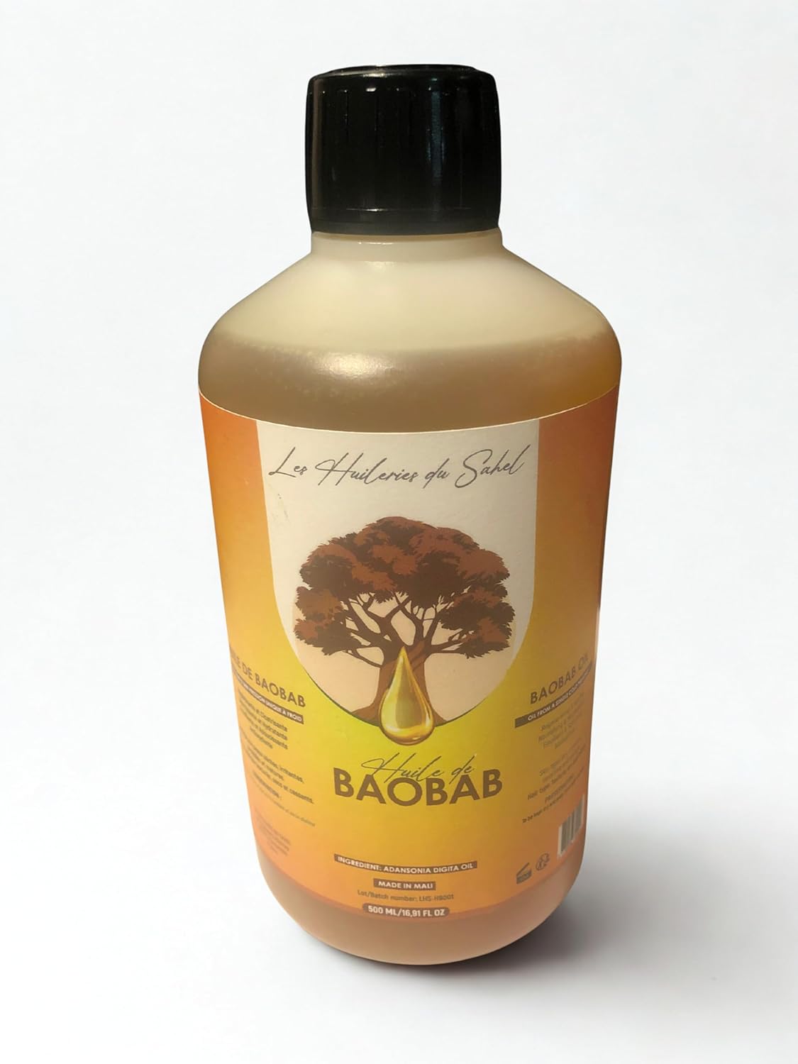 Pure Baobab Oil – 100% Natural & Cold Pressed – Face, Body & Hair Care – Nourishing, Regenerating & Softening – No Additives, Non Comedogenic – 500ml