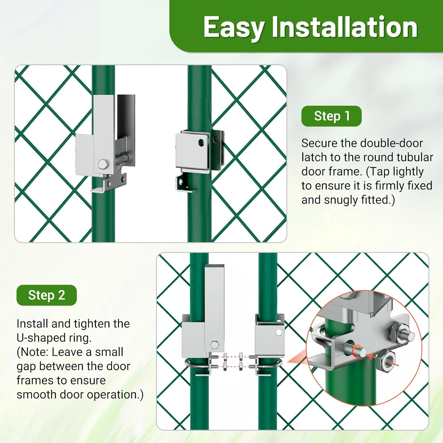 Chain Link Fence Lock Double Gate Latch for 1-5/8" to 2" Frame, Commercial Heavy Duty ‎Galvanized Steel Strong Arm Double Gate Latch for Metal Gate