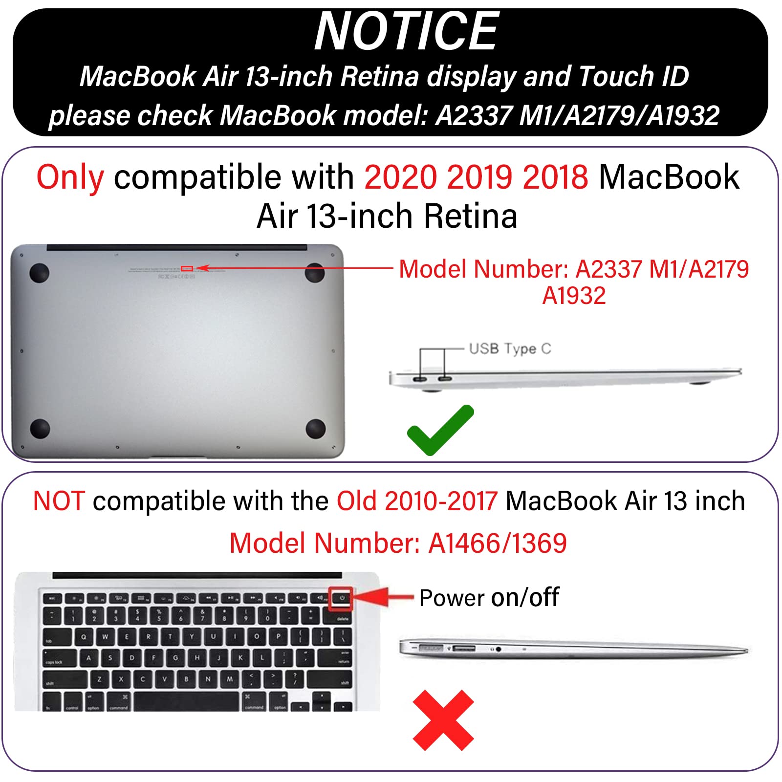GABraden Compatible with MacBook Air 13 inch Case,2020 2019 2018 Release,(A2337 M1 A2179 A1932),with Touch ID and 2 Pack Keyboard Protectors,Laptop Plastic Hard Shell?Black Leopard Cheetah Pattern?
