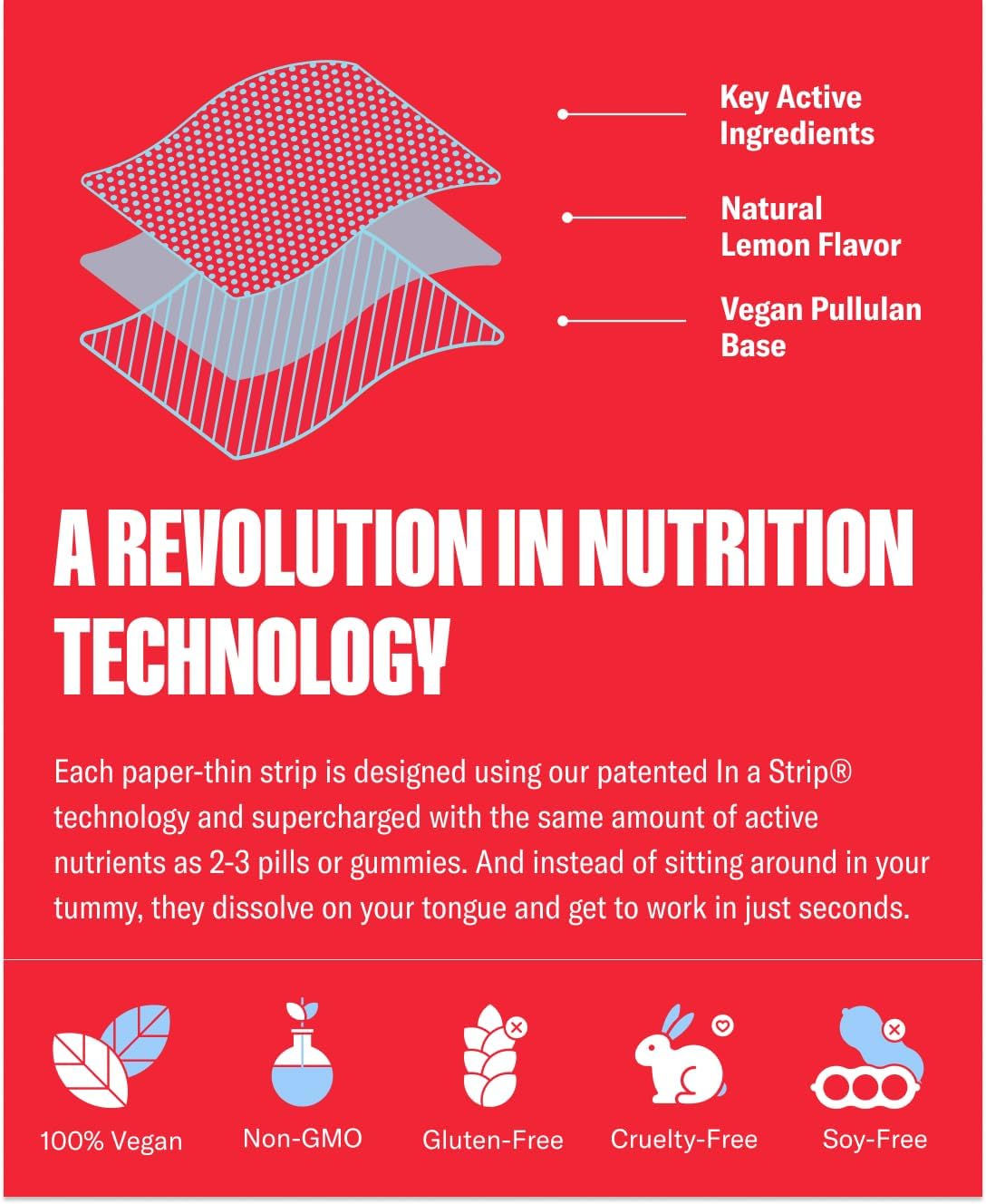 NuStrips™ Fast-Dissolving Energy Strips with 50mg Caffeine, L-Theanine & Vitamin B12 – Instant Energy & Focus Without Jitters or Crash – Works Faster Than Coffee – Refreshing Lemon (30 Strips) - Image 6