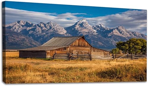 Miniatura 27 de 30"x 60" Canvas Wall Art Rustic Mountain Farmhouse Vintage Wyoming Grand Teton Framed Pictures Painting Print Large Wall Art for Living Room Bedroom