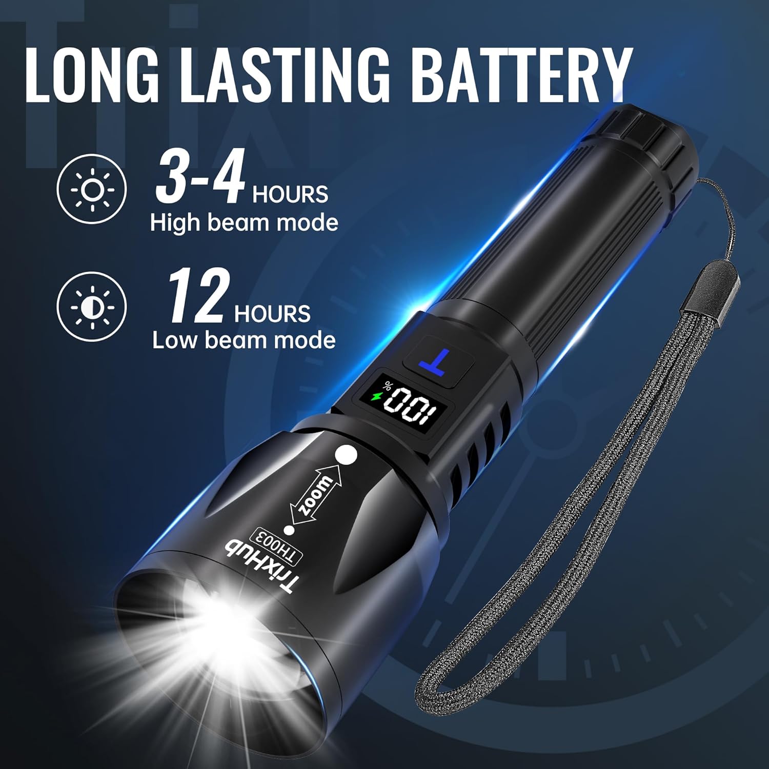 TrixHub Rechargeable LED Flashlights High Lumens 2Pack, Super Bright Zoomable Handheld Flash Light with LCD Digital Display, Powerful Emergency Linternas, Waterproof, Long Lasting, for Hiking Camping