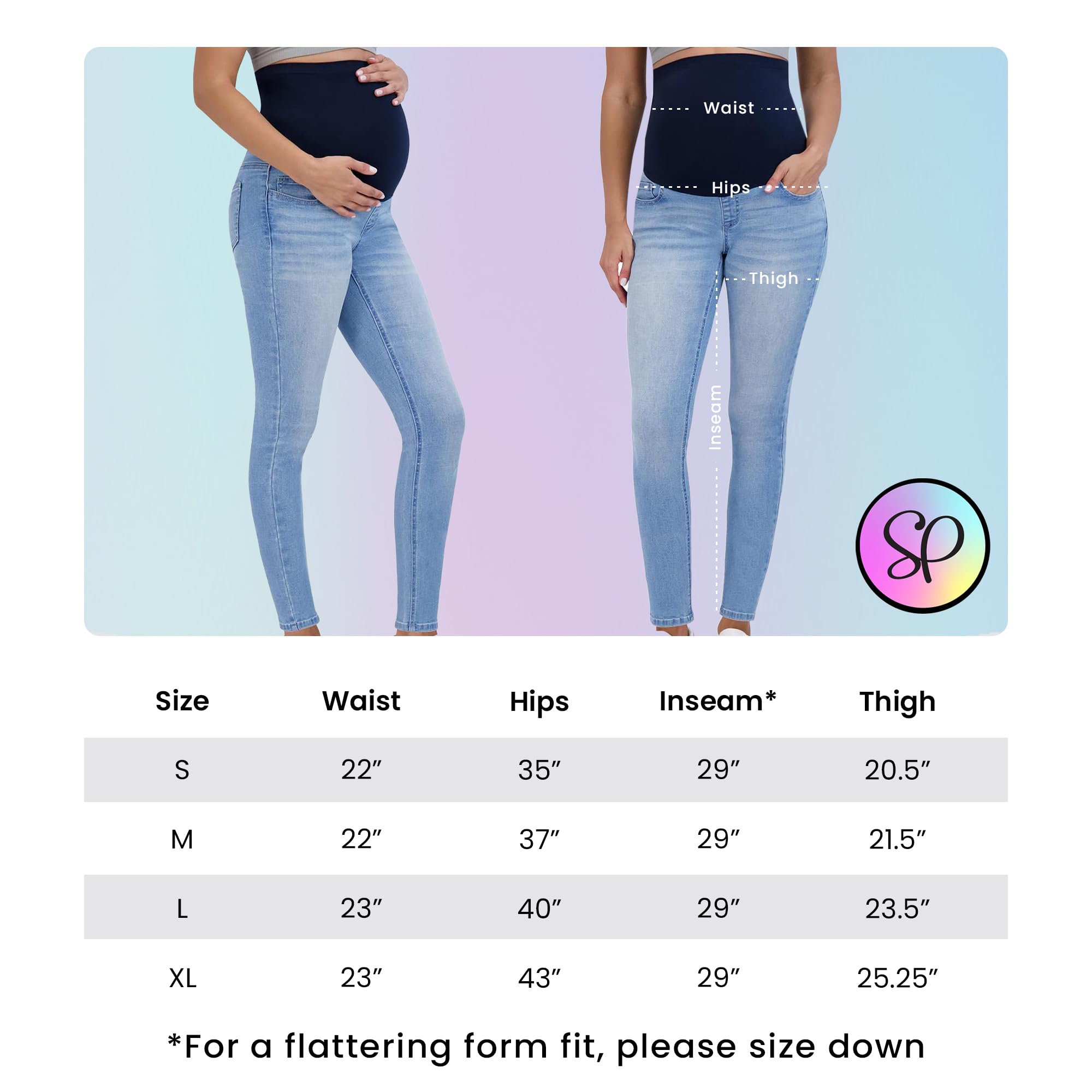 Savi Parker Jeans Premaman da Donna sopra Il Ventre – Abbigliamento Gravidanza per Tutte Le Stagioni, Pantaloni Premaman – 73,7 cm Cucitura Interna, Savannah Wash, M