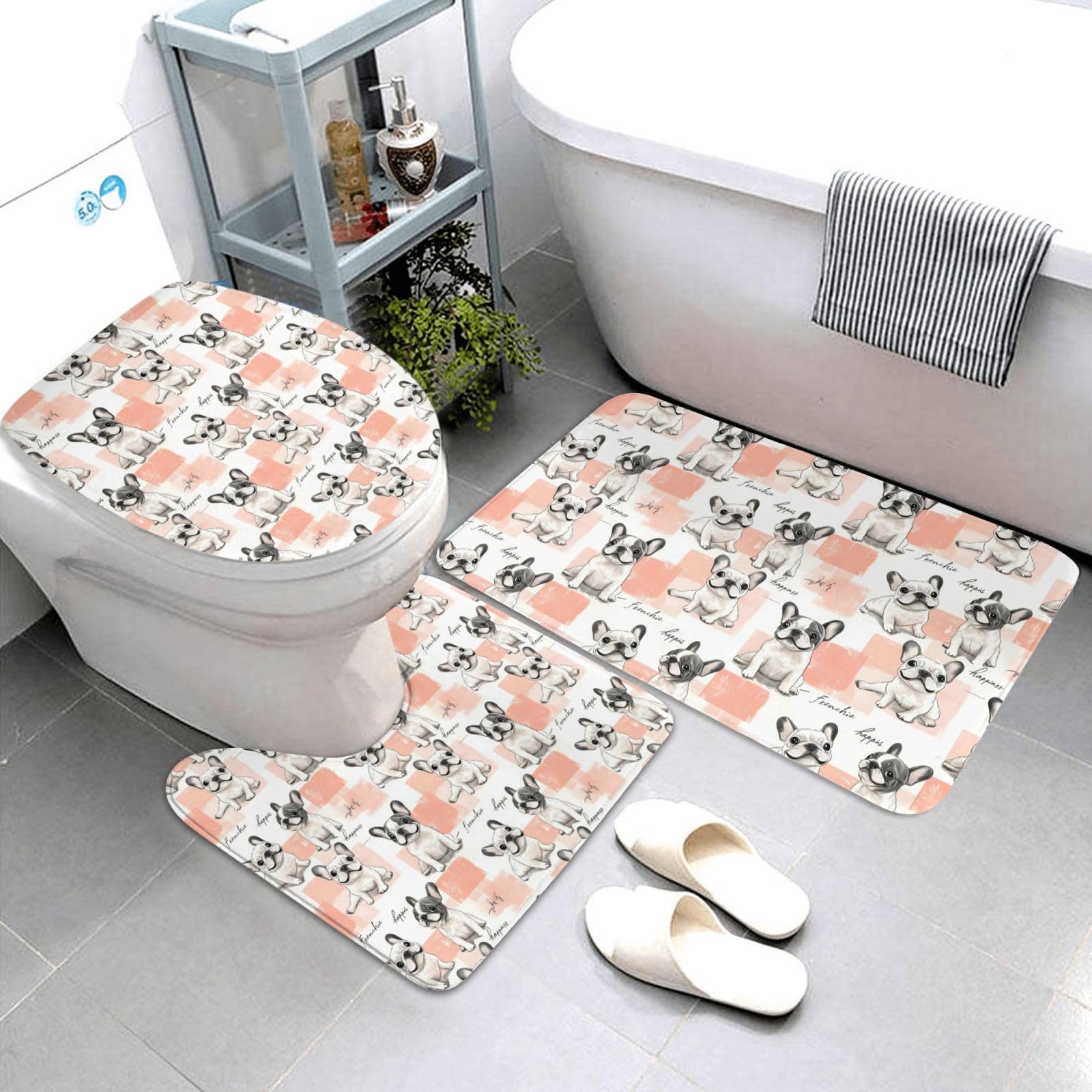 Tapis de salle de bain pour sortie de douche et contour de WC