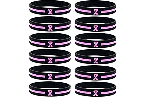 Unisex Breast Cancer Awareness Bracelets for Men and Women (12-pack)
