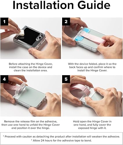 Miniatura 9 de Ringke Cubierta de bisagra protector de bisagra + correa compatible con funda Samsung Galaxy Z Flip 5 y Z Flip 4, accesorio de bisagra duro a prueba