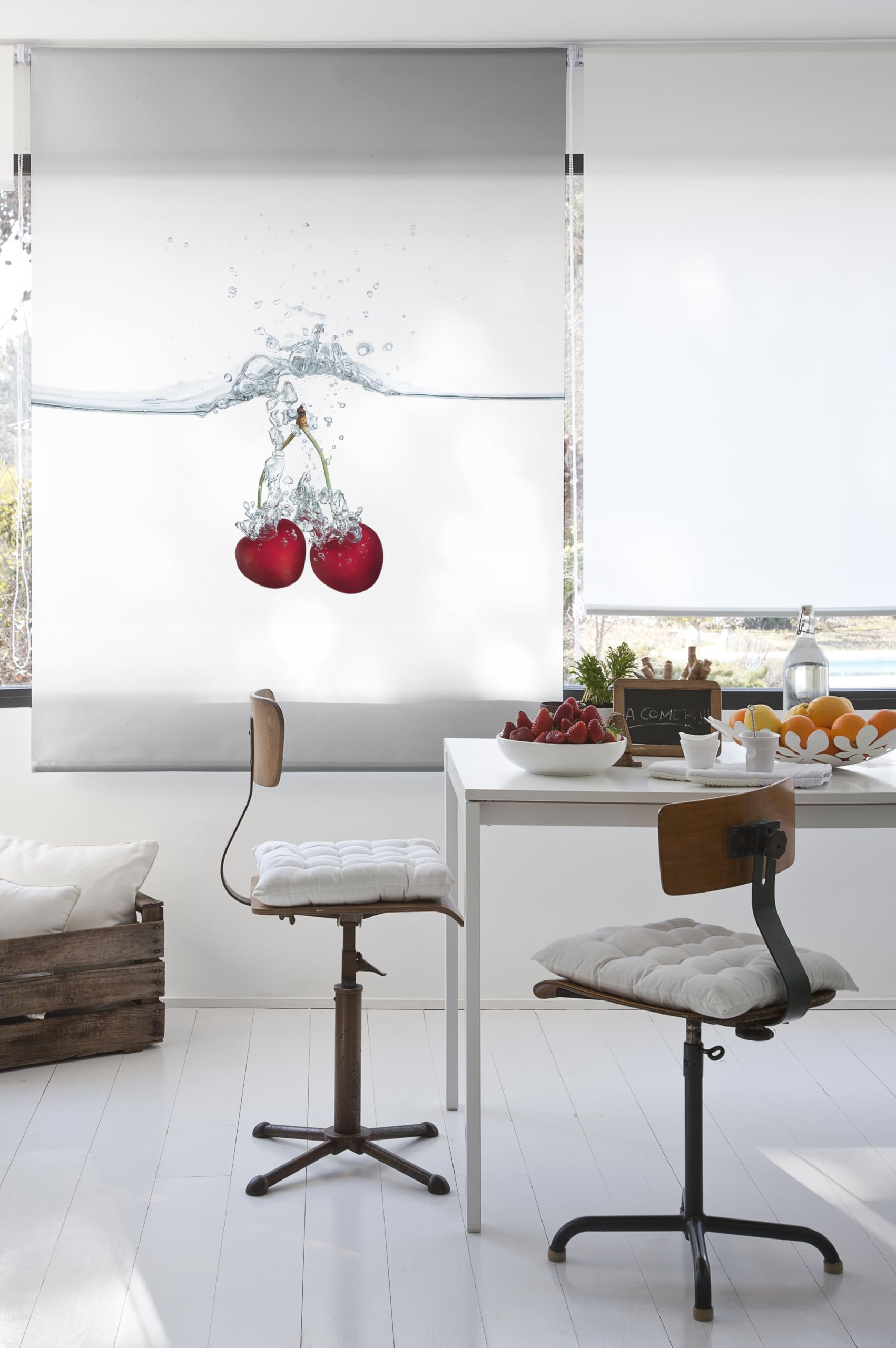 Estoralis Cocina| Estor Enrollable Diseño Moderno|Sin Taladrar Translúcido Estampado | Modelo C-101 | 100 x 150 cm (Ancho/Alto) Tamaño Tela 97 x 150 cm | Estores para Ventanas y Puertas