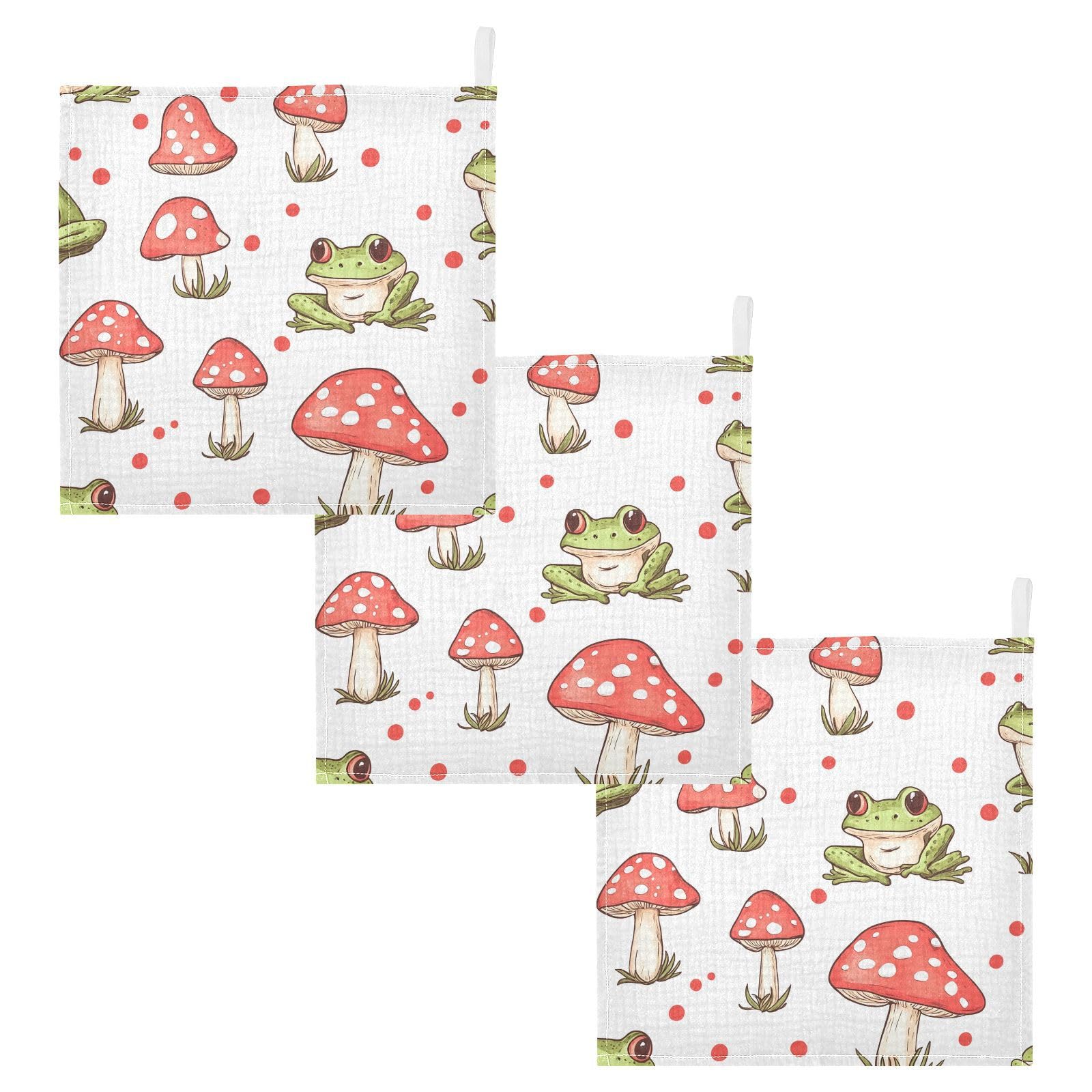 YETTASBIN Cartoon Frogs Muslin Baby Hand Washcloths Soft Cotton Bath Face Towel 4 Layers Extra Absorbent Feeding Burp
