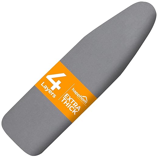 Ironing Board Cover and Pad Extra Thick Heavy Duty Padded 4 Layers, Silver Coated Ironing Board Cover, Non Stick Scorch and Stain Resistant Standard Size 15x54 Inch with Elasticized Edges