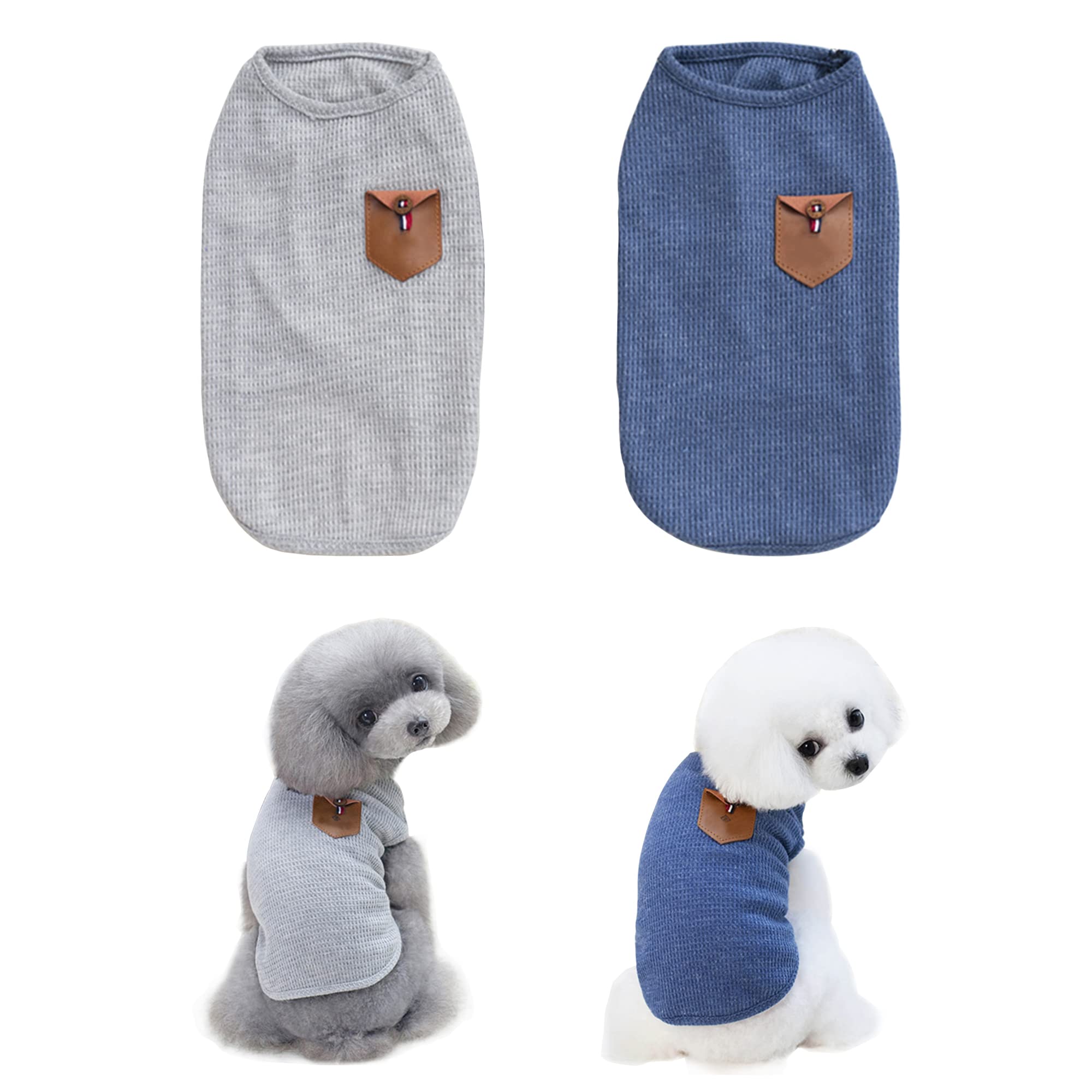 2 Pack Pet Dog Clothes Cotton Dog Shirt Holiday Festival Dog Dresses Puppy Clothes Party Costumes Doggie Shirts Cat Outfits Dog Vest Tank Top Dog Sweatshirt for Small Dogs Cats Boy Girl Clothes