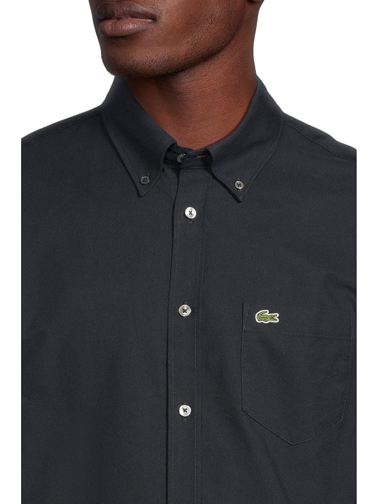 Gray Lacoste Long Sleeve Regular Fit Oxford Button-Down Shirt