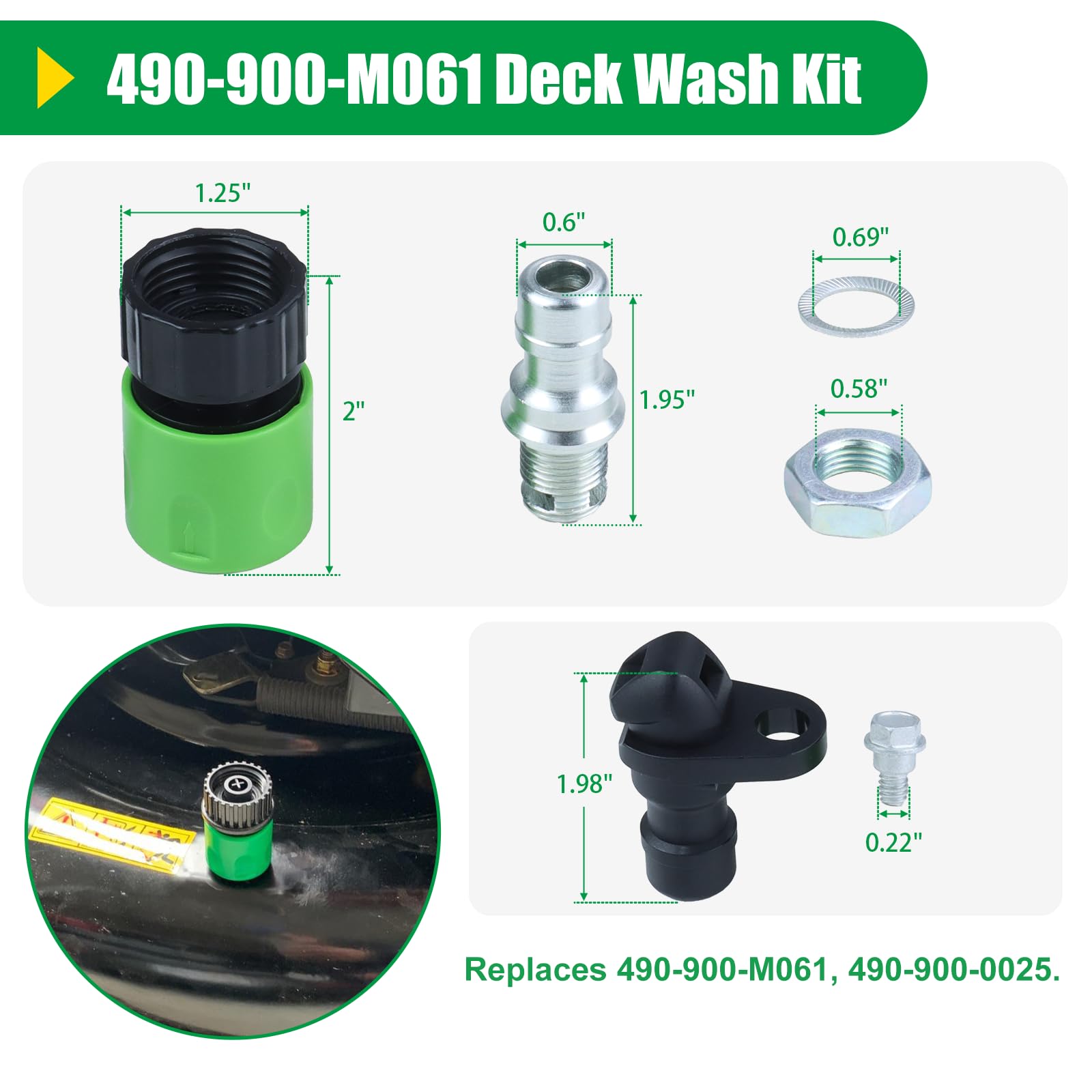 Paquete de 2 unidades de conjunto de husillo engrasado 918-04822A con correa 954-04060C 490-900-M061 Kit de lavado de cubierta 783-06424A-0637 cubierta de cinturón de cubierta sustituye al eje