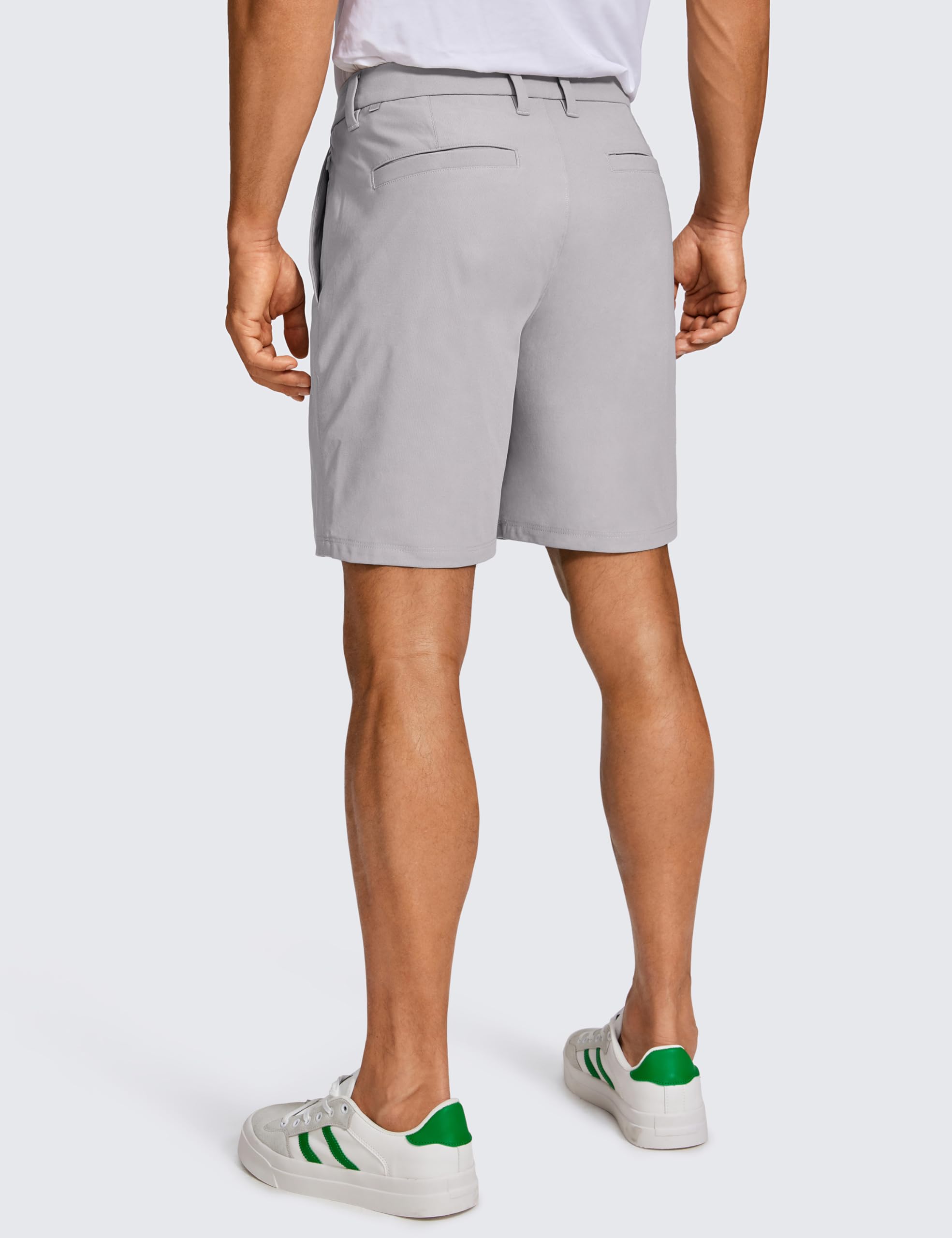 CRZ YOGA Pantalones Cortos de Golf para Hombre cómodos para Todo el día - 7/9 Pulgadas elásticos Ligeros Casuales de Trabajo Frente Plano Pantalones Cortos con Bolsillos Gaviota Gris 42