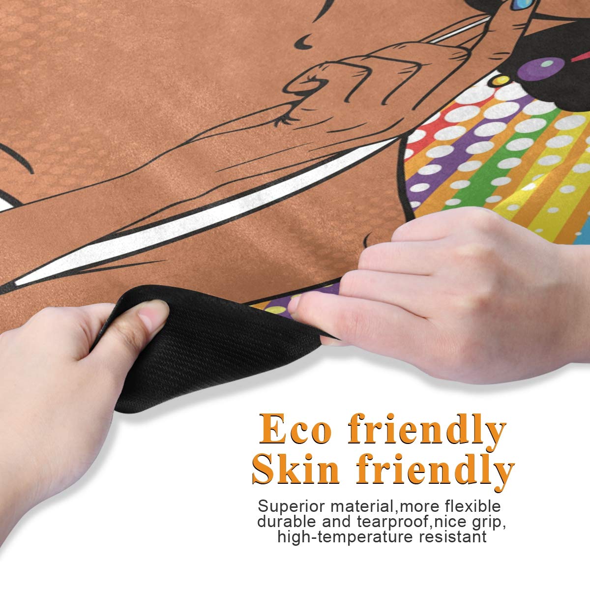 ALAZA African Woman with Afro Hair Yoga Mat Non Slip Fitness Exercise Mat, Workout Mat for Yoga, Pilates and Floor Exercises