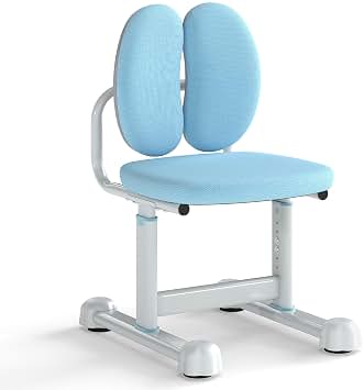 COSTWAY Silla Escritorio Infantil, Silla Juvenil Ergonómica para Escritorio con Doble Soporte de Espalda y Altura Ajustable de Aiento 35-43 cm, Asiento de Estudio Tapizado para Niños de 3+ años (Azul)