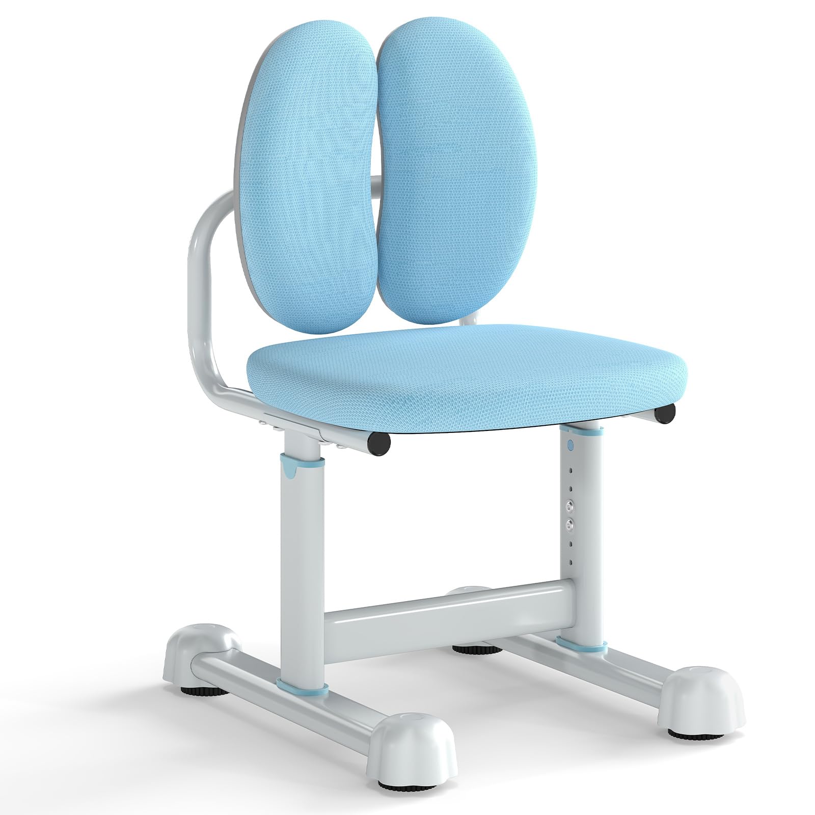 COSTWAY Chaise de Bureau Enfant avec Hauteur Réglable & Dossier Ergonomique, Fauteuil de Bureau avec Maille Respirante & Patins Ajustables, Charge 100kg pour Filles Garçons de 6-12 Ans (Bleu)