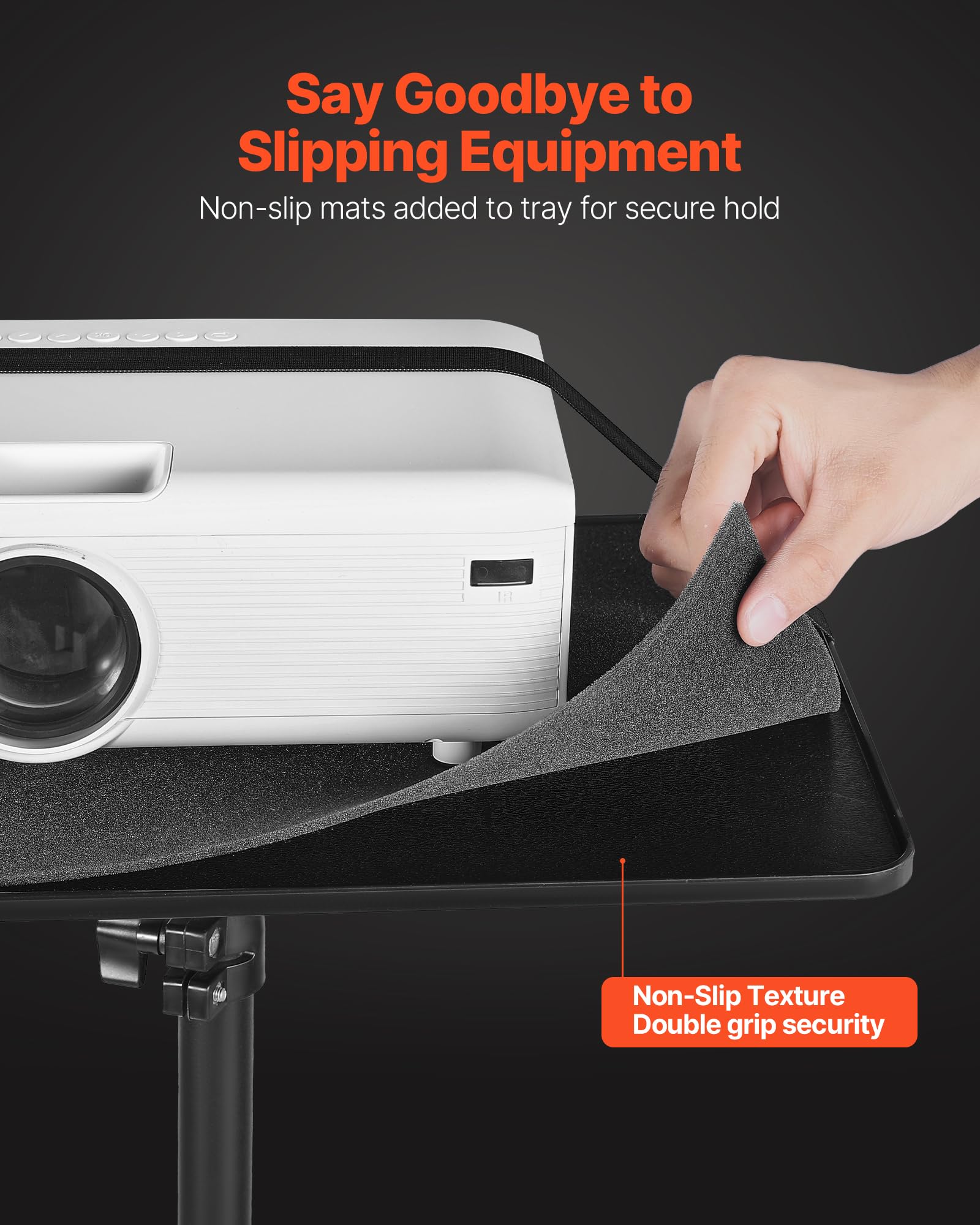 VEVOR Supporto per Proiettore Mobile da Terra da 30 x 40 x 157 cm, Altezza Regolabile da 72 a 157 cm, Supporto da Pavimento Girevole a 360° per Proiettori, Multifunzionale per Film all'Aperto